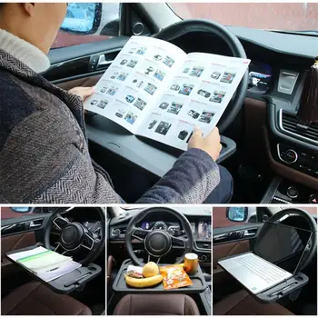 

Car Desk Coffee Holder Laptop Computer Table Steering Wheel Universal Portable Eat Work Drink Seat Tray Goods Auto Accessories