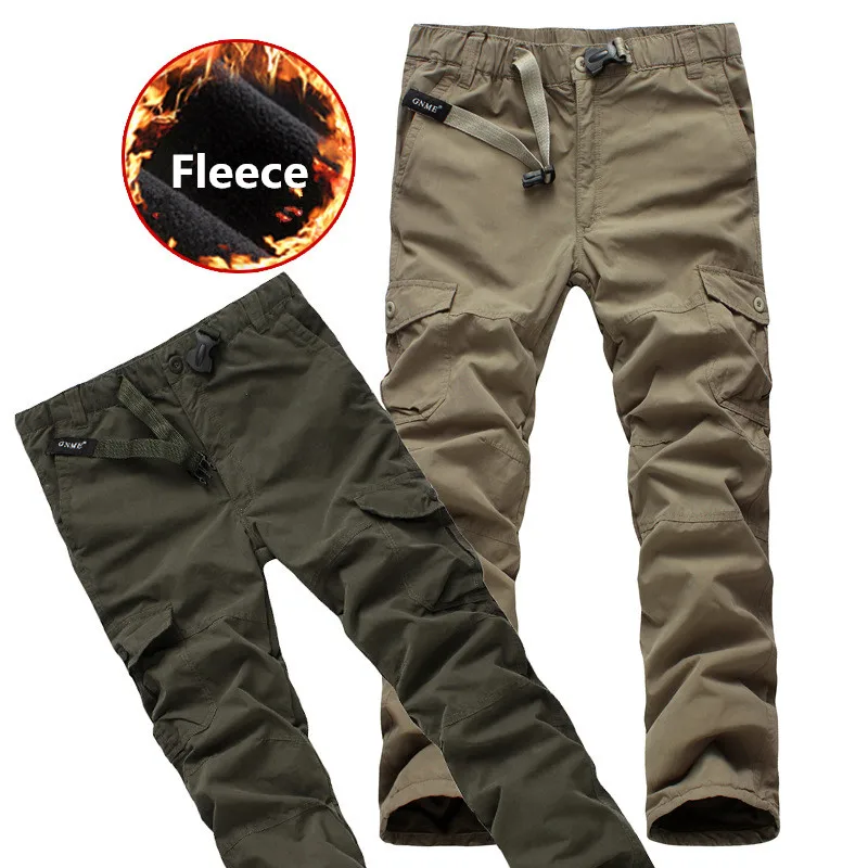 

Winter Fleece Double Layer Cargo Pants Men Thick Warm Baggy Pants Casual Cotton Trousers Male Military Overalls Tactical Pants