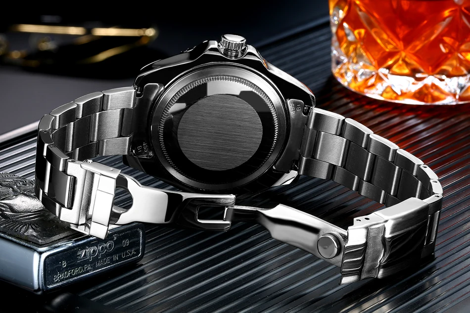 Automatic Self Wind Mechanical Stainless Steel Strap Gold Silver Gradient Black Blue Dial Date Business Men_voghion.com