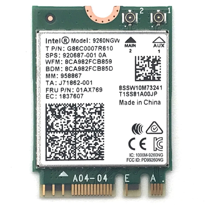 Двухдиапазонный процессор Intel 9260 9260NGW 802.11Ac 1730 Мбит/с WiFi+ Bluetooth 5,0+ 6Dbi M.2 IPEX MHF4 U. Fl RP-SMA Wifi антенна