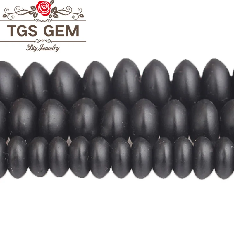

Natural Black Agate Spacer Rondelle Abacus Matte Onyx Loose Beads Fit Bracelets DIY Jewelry Making Accessories 6 8 10mm