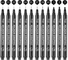 Stylos à encre noir à pointe Fine, 12 pièces, Micro stylo de dessin, étanche, pour Art, aquarelle, croquis, Anime 