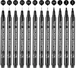 Stylos à encre noir à pointe Fine, 12 pièces, Micro stylo de dessin, étanche, pour Art, aquarelle, croquis, Anime 