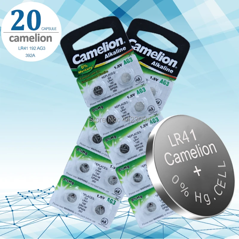20 шт. LR41 Zn/MnO2 1 5 в Литиевые Батарейки для монет батарейки Camelion 100% оригинальные SR41