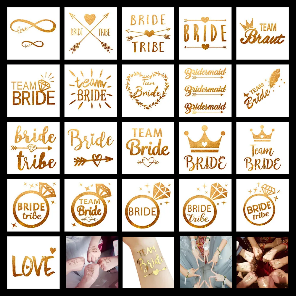 

1pc Bacheloratee Party Hen Night Tattoo Sticker Team Bride Bridesmaid Tribe Squad Temporary Tattoo Bride to be Wedding Supplies