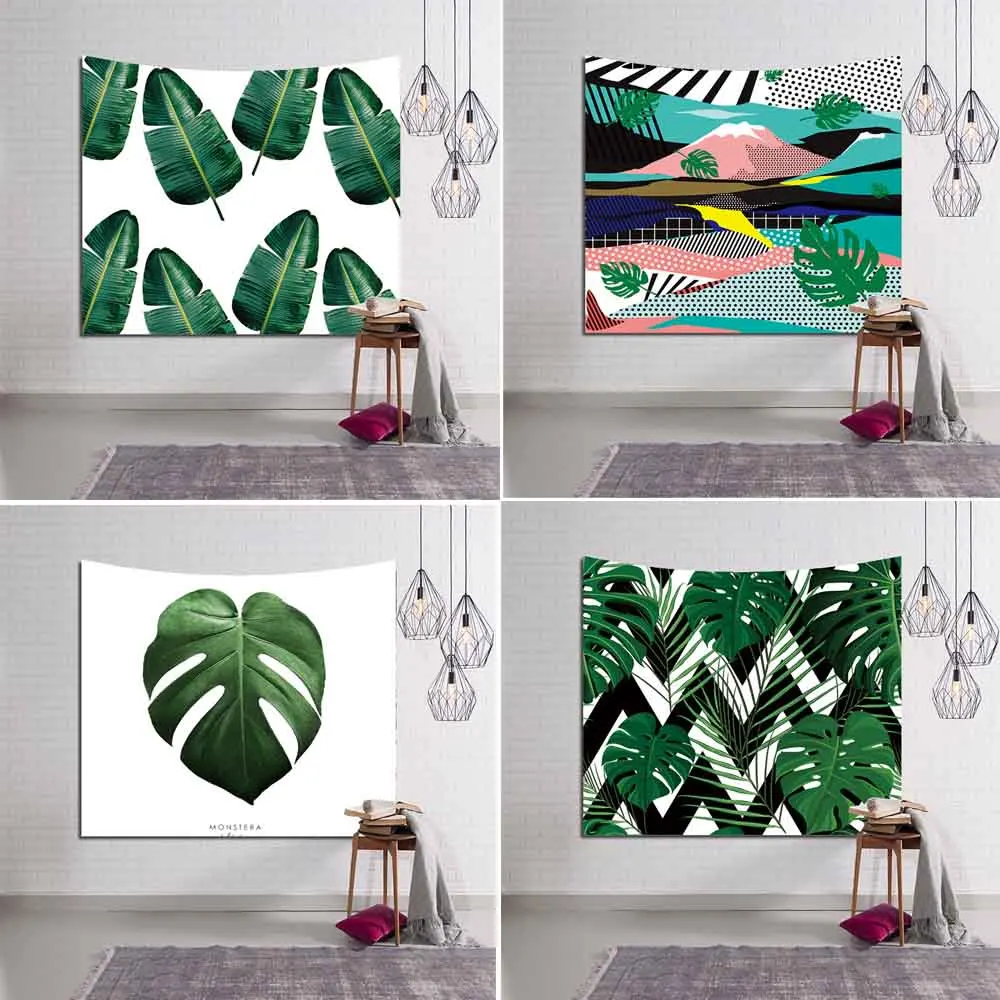 

Green Plant Tapestry Wall Hanging Aesthetic Home Background Cloth Corridor Yoga Bedroom Living Room Mural Curtain Decoration