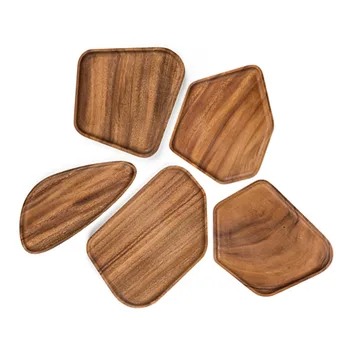 

Home Decoration Wooden Trays Pan Plate Fruit Dishes Saucer Tea Tray Dessert Dinner Bread Wood Plates