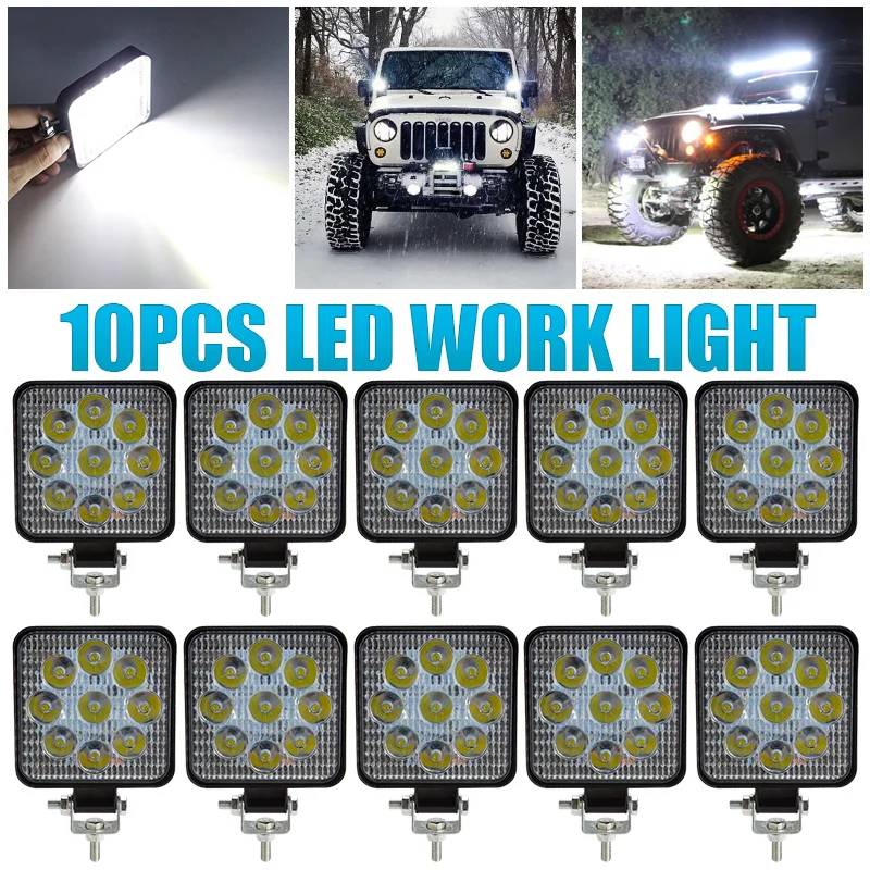 

OKEEN 10 шт 27W 42W 48W светодиодный автомобиль Рабочий светильник Водонепроницаемый Точечный светильник бар для джипа вездехода внедорожника ATV грузовик 4x4 двигатель трактор 12V 24V