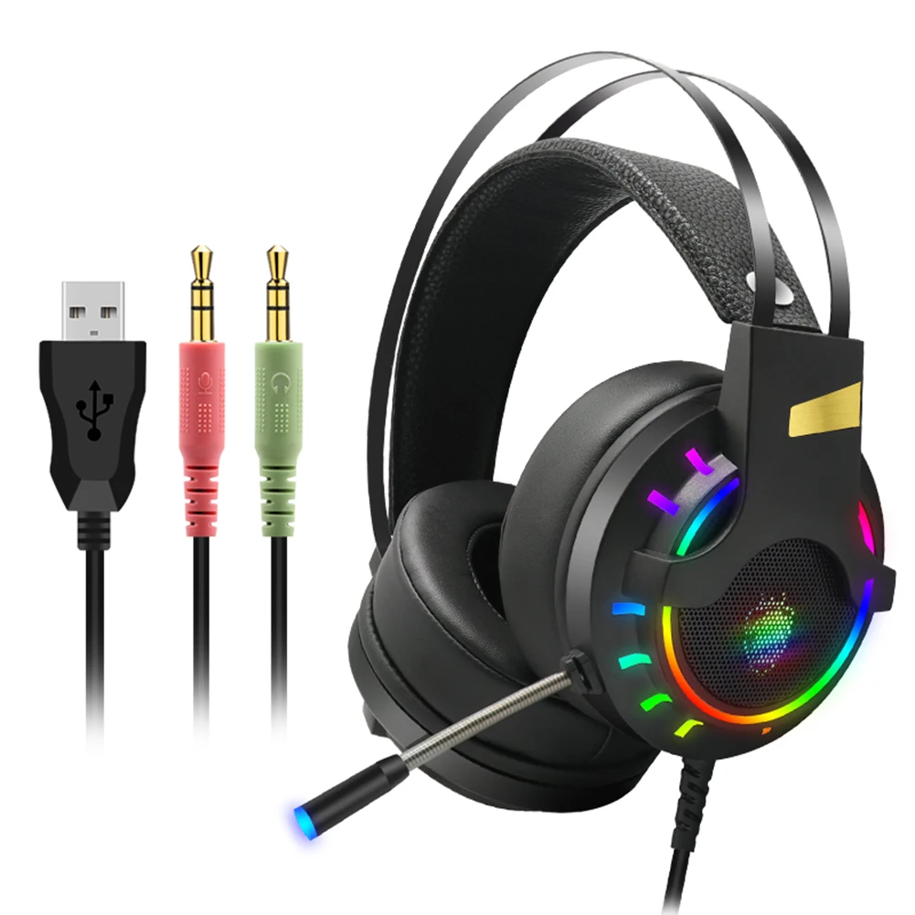 K3 3 5mm USB 7 1 Wired Gaming Headphone RGB Lighting Audio Over Ear Headset with Microphone for Computer PC