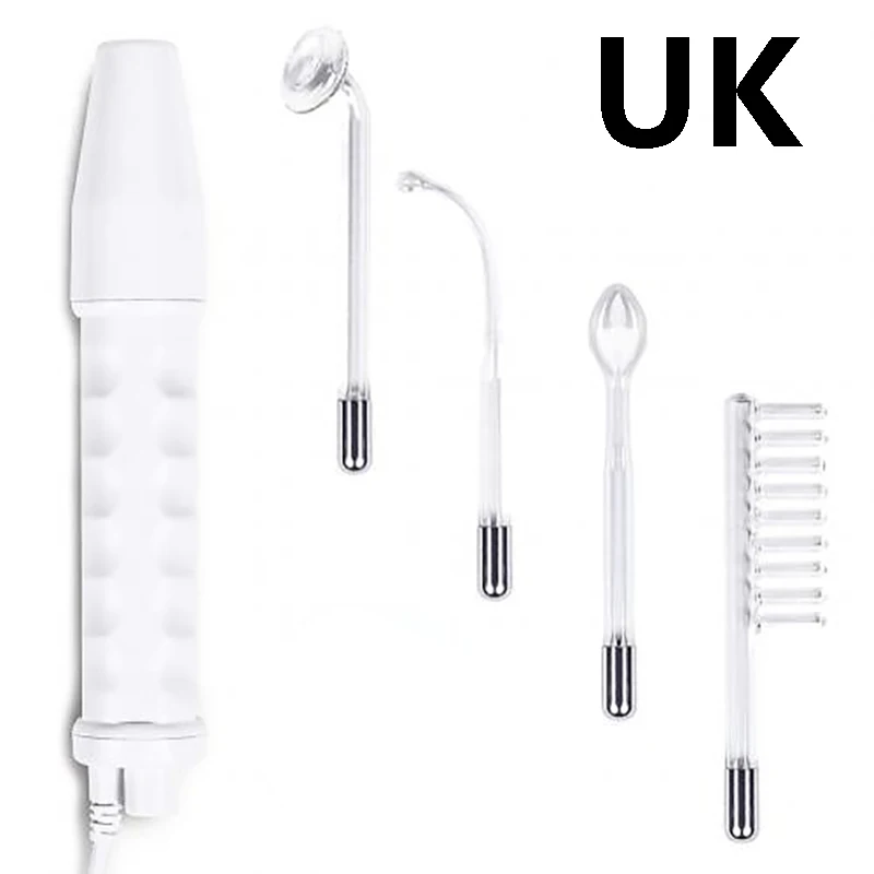 UK Plug Высокочастотный электрод со стеклянной трубкой для массажа лица, подтягивающий уход за кожей, средство для удаления акне, косметический аппарат спа для лица - Цвет: UK Plug