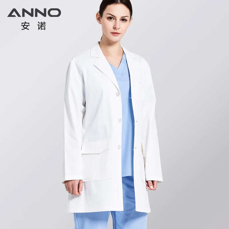 White Lab Coat Elastic Fabric Doctor Uniform Scrubs Outfit Medical Clothing Long Sleeve Doctor Suit Chemistry Elasticity Ou