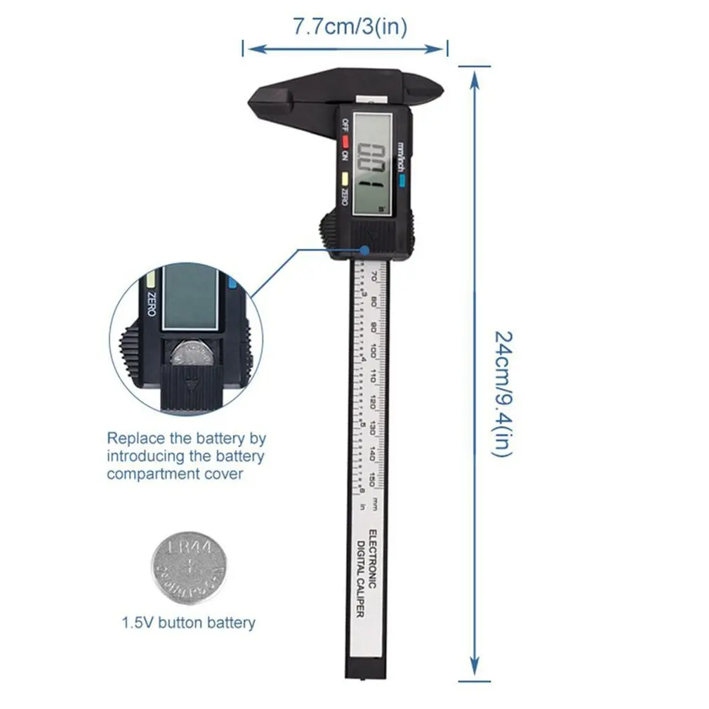 Электронный цифровой дисплей штангенциркуль 0-150 мм пластиковый цифровой дисплей штангенциркуль измерительный инструмент внутренний диаметр