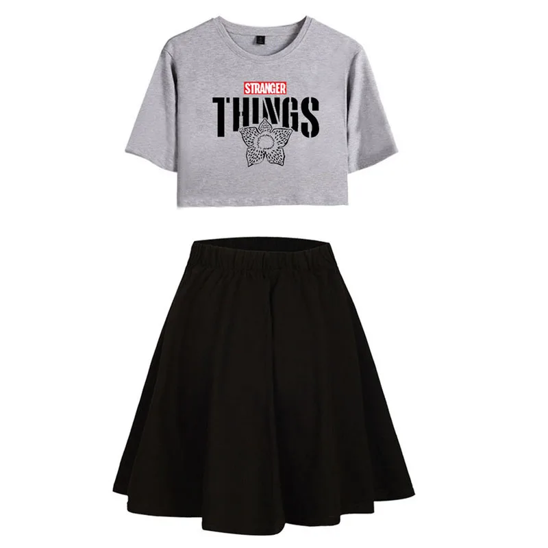 Cosrea TV Stranger Things Dustin Cosplay costume women Suit skirt Summer girl T-Shirt blouse long skirt Eleven Cosplay dress