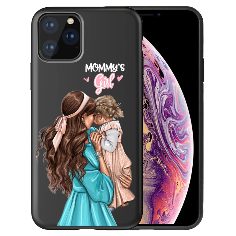 Fashion Super Mom Baby Girl Phone Case For iphone 11 11Pro Max Family Case for Capa iPhone 11 Case Etui