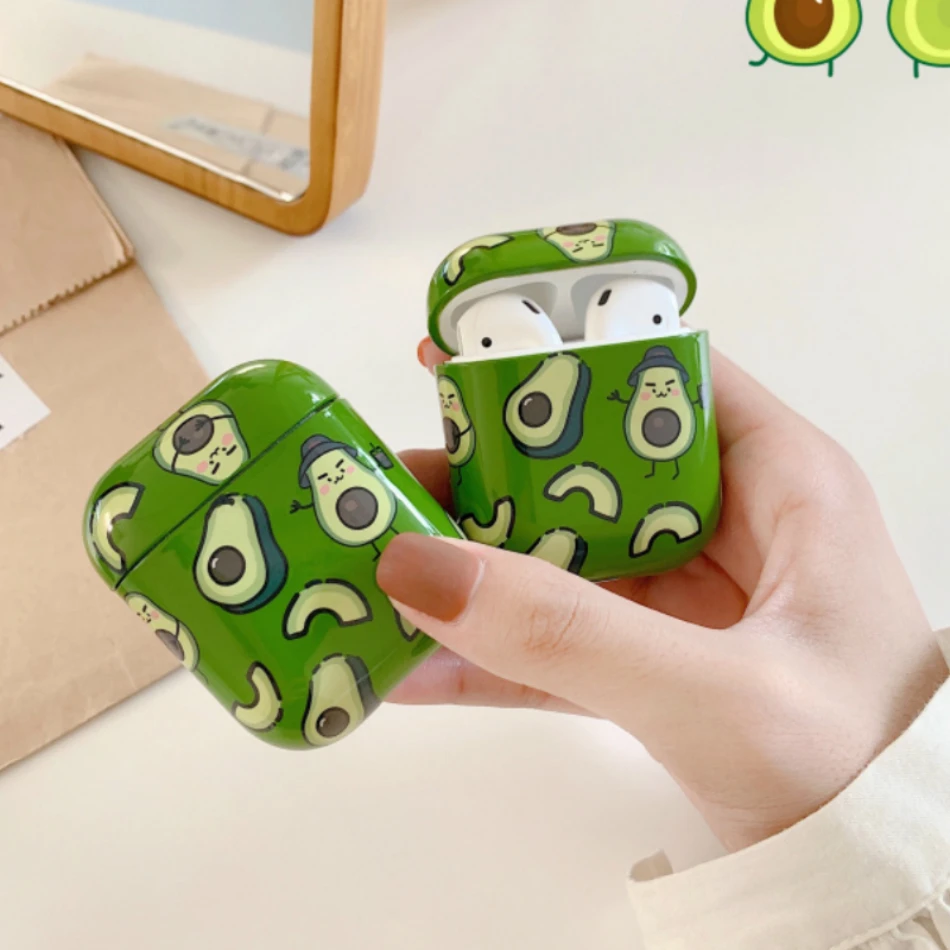 

Wireless Bluetooth Headphone Case For Airpods 2 Case Luxury Avocado Case Protection Cover For Apple Air Pods Earpods Accessories