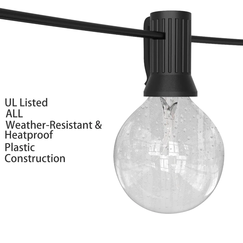 G40 круглые гирлянды 12 футов с прозрачными шариковыми шариками винтажные лампочки 12 вечерние праздничные светильники для помещений/улицы с вилкой европейского стандарта