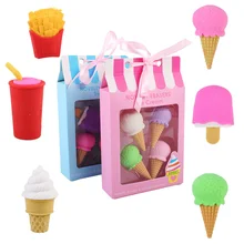 

4Pcs/box Dessert Set Erasers Cake Rubber Kawaii Pencil Eraser for Drawing Children Gift Student Prize Stationery School Supplies
