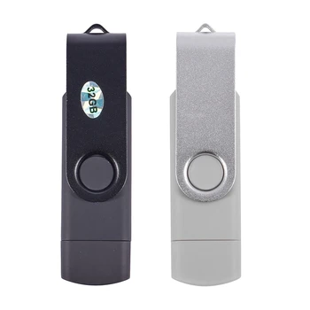 

2Pcs USB Mini Memory Stick 32GB USB 2.0 Memory Flash Drive OTG for Handy PC - Gray & Black
