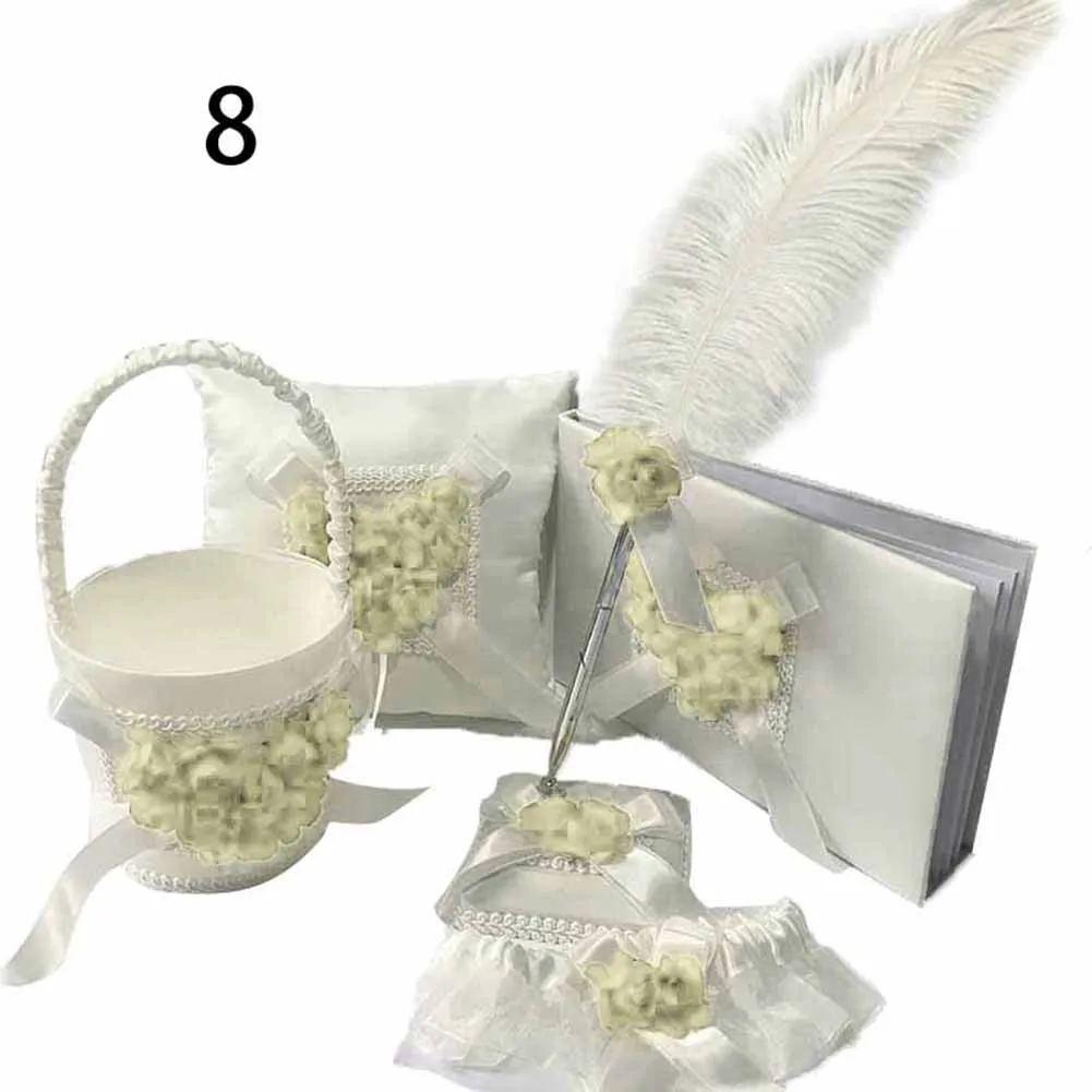 1 компл. Гостевая книга кольцо для пера подвязки цветок корзина Свадебная вечеринка украшения TB распродажа - Цвет: 8