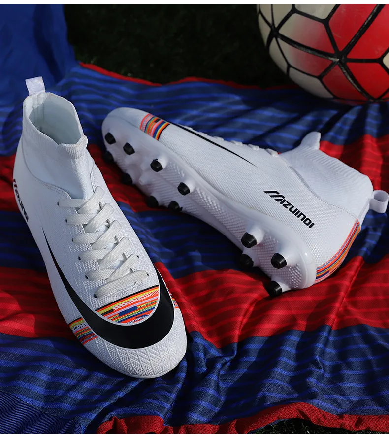 Новые мужские футбольные бутсы с высоким берцем водонепроницаемые Нескользящие футбольные спортивные кроссовки качественные Футбольные кроссовки детские футбольные бутсы для мальчиков