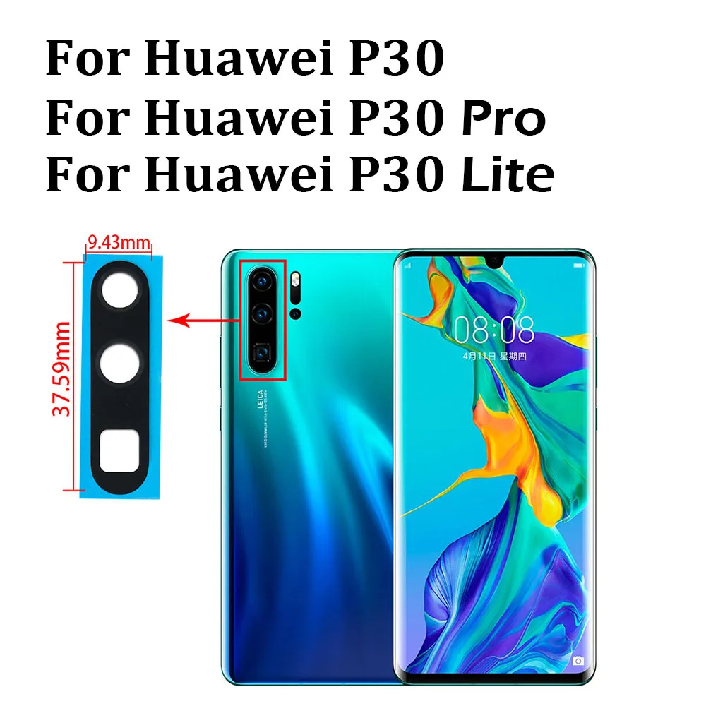 Стеклянная крышка объектива задней камеры 10 шт./лот с клеем для Huawei P20 P30 P40 Pro