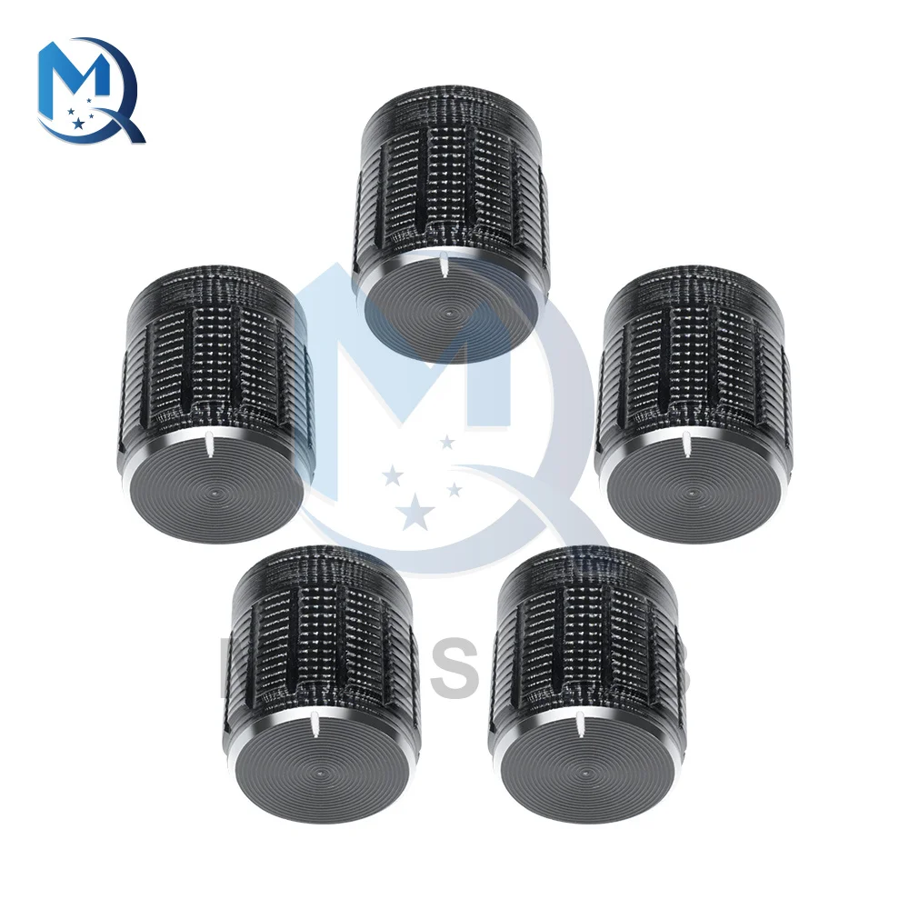 Potentiometer Knobs 10PCS/Lot 6MM Black Metal Volume Control Knobs Switch For Knurled Shaft Insert Potentiometer Knob Diameter 15mm x 16.5mm Height