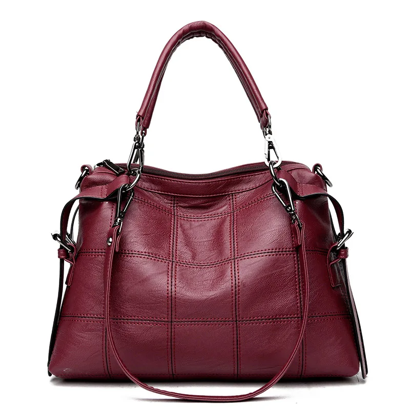 Роскошные сумки, женские сумки, модный кошелек, Китайская кожаная сумка для рук, женская сумка из натуральной кожи на плечо, сумка-мессенджер, женская черная, серая - Цвет: wine