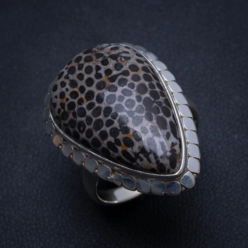 Натуральное Septarian Geode уникальное кольцо из стерлингового серебра 925 пробы ручной