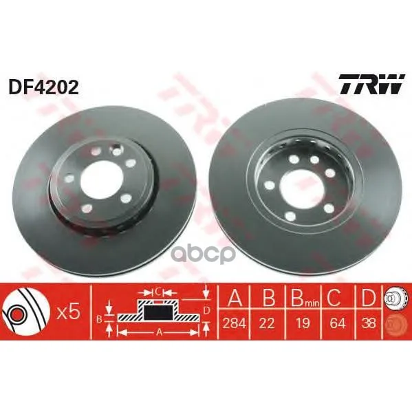 Диск Тормозной Передн Mg: Mg Zt 01-, Mg Zt- T 01-, Rover: 75 99-, 75 Tourer 01- TRW/Lucas арт. DF4202