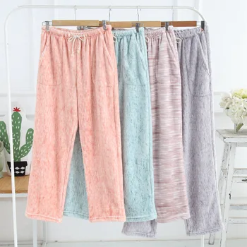 

Winter Flannel Women Homewear Pants Pajamas Thick Warm Flannel Comfortable Homewear Fresh Long-sleeved Trousers Pajama