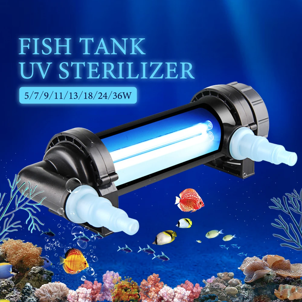 220~240V 5W~36W UV Sterilizer Lamp Light Water Cleaner For Aquarium Pond Fish Tank Ultraviolet Filter Clarifier 1PC