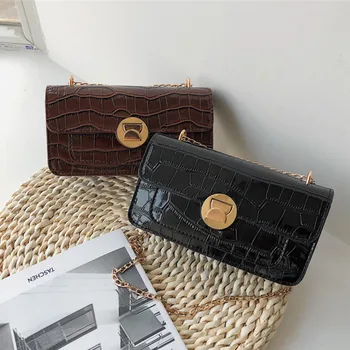 

Popular Women's Bag 2020 Summer New Style Stone Pattern Shoulder/Crossbody Bag Fashion Chain Square Sling Bag