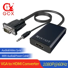 GCX преобразователь из VGA в HDMI с аудио 1080P VGA2HDMI видео адаптер для ПК в HD ТВ проектор VGA штекер в HDMI Женский ТВ адаптер