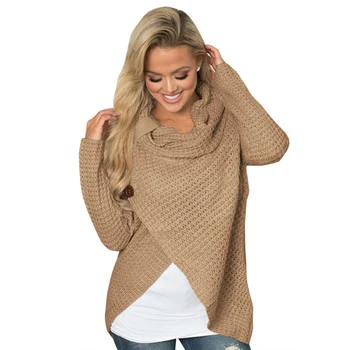 

Women Knitted Pullovers Casual Long Sleeve Solid Sweater Women O Neck Loose Irregular Sweater Autumn Winter Women Clothing Y