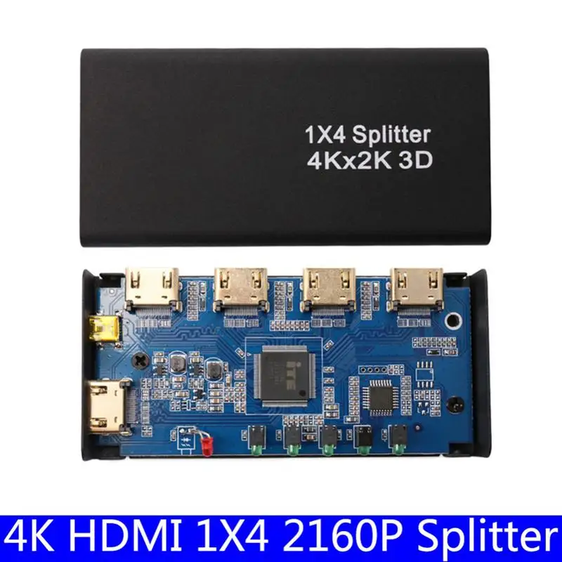 ABKT-4K HDMI 1x4 2160P сплиттер Full HD 1080P усилитель HDMI коммутатор 1 в 2/4 Out конвертер адаптер для HDTV(US Plug