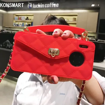 

KONSMART For Huawei P40 Pro Case Mate30 Crossbody Wallet Shoulder Bag Phone Case Mate 30 Pro P40 Silicone Handbag Purse Cover