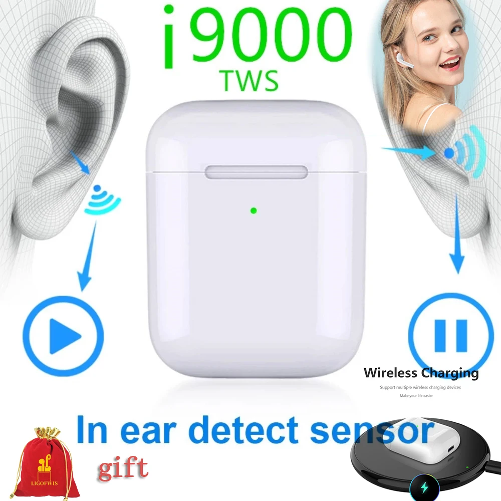 

I9000 TWS 2019 Pop Up Wireless Bluetooth 5.0 Earphone Smart Sensor 8D Bass Wireless Charging Stereo Headset for Mobile Phone