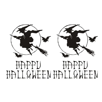

2pcs Halloween Sticker Flying Witch DIY Art Decal Removable PVC Wall Decal Halloween Decor Wall Sticker For Party Festive