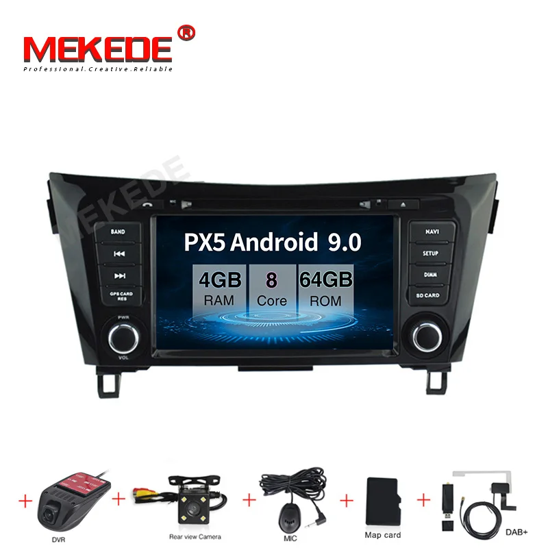 MEKEDE 8core 4G ram 64G rom HD экран автомобиля радио Android9.0 для Nissan qashqai X-Trail- gps навигатор dvd плеер - Цвет: 64G  camera DVR DAB