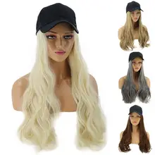 WomenGirl Long Curly Wig Synthetic Hairpiece Hair Extension with Baseball Cap женская бейсболка бренд protected screen for face