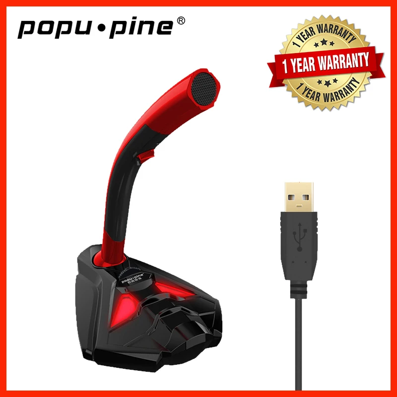 PopuPine гусиная шея проводной микрофон USB Studio 360 всенаправленный игровой для пения