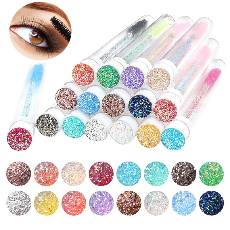 Mascara Wands Eyebrow Brush Eyelash Brush Eyelash Kits Disposable Reusable Diamond Sparkling Dust-Proof Bling Tube eyelashes brush comb,makeup brushes,eyelashes brush,disposable eyelash brushes,makeup set,makeup tool set,eyelash accessories