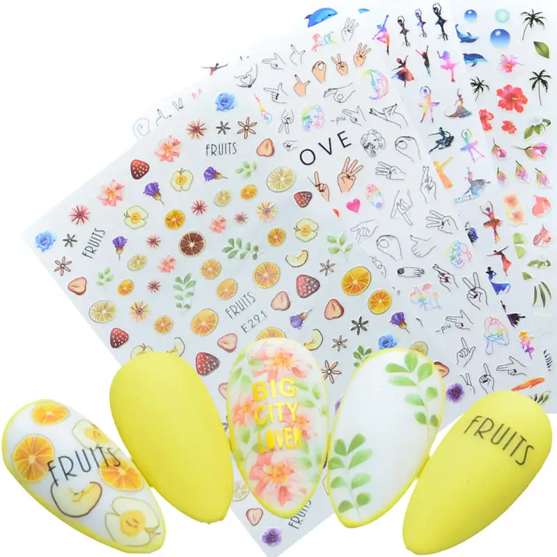 

Small Fresh Pattern Nail Stickers Flower Leaf Adhesive Sliders Summer Colorful Nail Art Stickers DIY Manicure Tips
