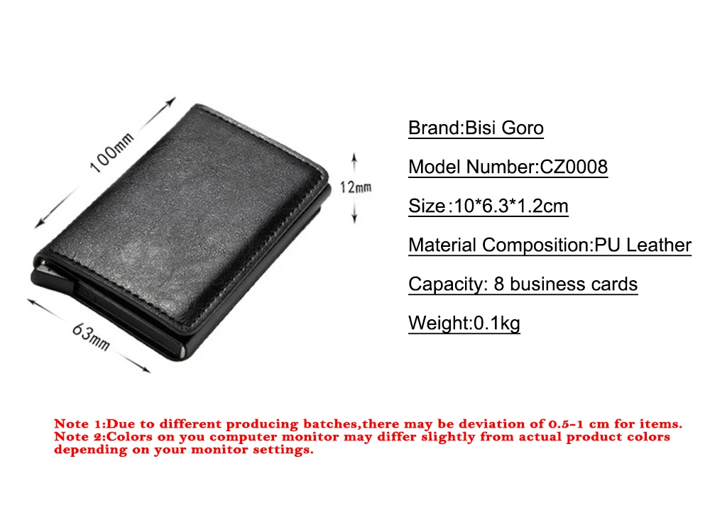 Bisi Goro Анти Rfid кредитный держатель для карт чехол для мужчин из искусственной кожи ID держатель для карт банк Алюминиевый металлический кошелек держатель кредитной карты с коробкой