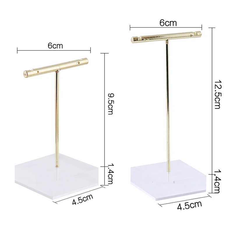 Wholesale Metal T Bar Jewelry Stud Earrings Display Stand Holder with Solid Acrylic Pendant Large Earrings Hanger Showcase Rack
