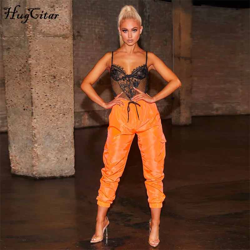 Hugcitar шорты с завышенной талией и карманами пэчворк брюки карго осень зима женская уличная Клубная уличные брюки