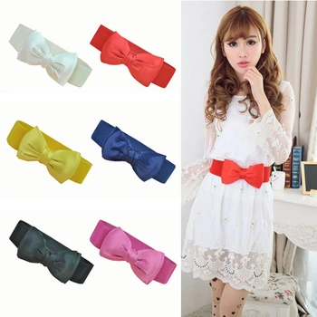 

Women Waist Belt Clothes Accessories Adjustable Bowknot Wide All-match Elastic Belt For Women Girl Elegant Design Gift