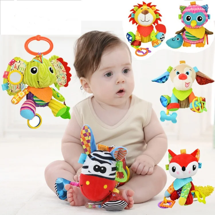 Happy Monkey Lovely Plush Stuffed Animals Textured Soft Bed Crib Stroller Hanging Decor Activity Game Fun Baby Toys for Children