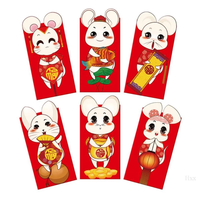 new 6pcs/set chinese new year red money envelope
