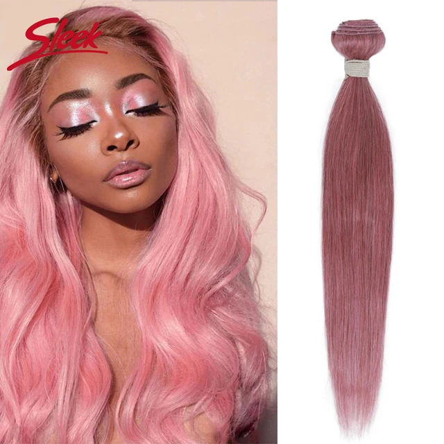 Natural Straight Hair in Light Pink